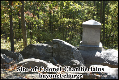 The location of Colonel Chamberlains bayonet charge on Little Round Top 