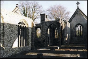 The burnt out ruins of Holy Trinity Church, Dartmoor