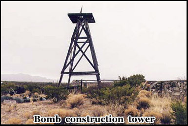 This is the bomb construction tower at the read of the Macdonald Ranch House