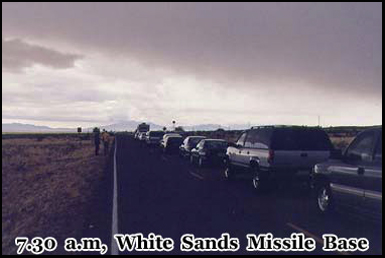 7.30 AM waiting to be escorted through the White Sands Missile Base 