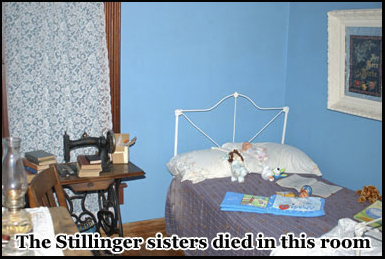 The Stillinger sisters were murdered here by an unknown assailant 