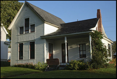 The front entrance to the house where 8 people were murdered 