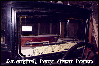 An original horse drawn hearse is one of the exhibits in the Birdcage Theatre 